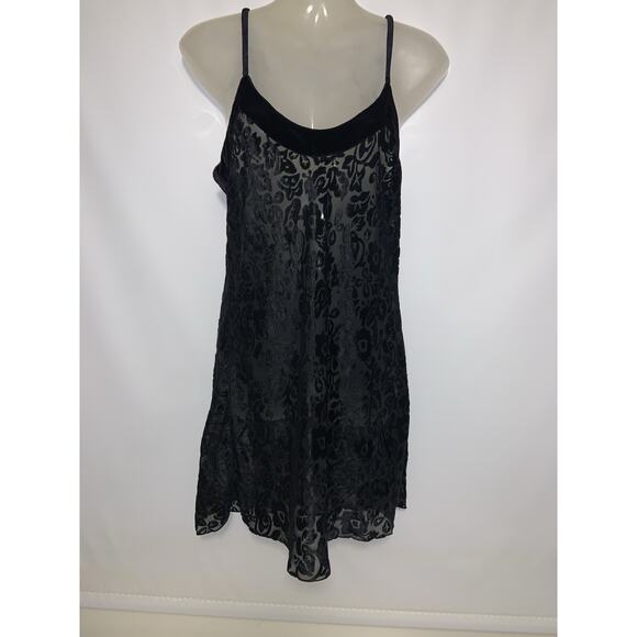 Victoria’s Secret Vintage Black Burnout Velvet Lingerie Slip Dress Size Medium? - Picture 2 of 7